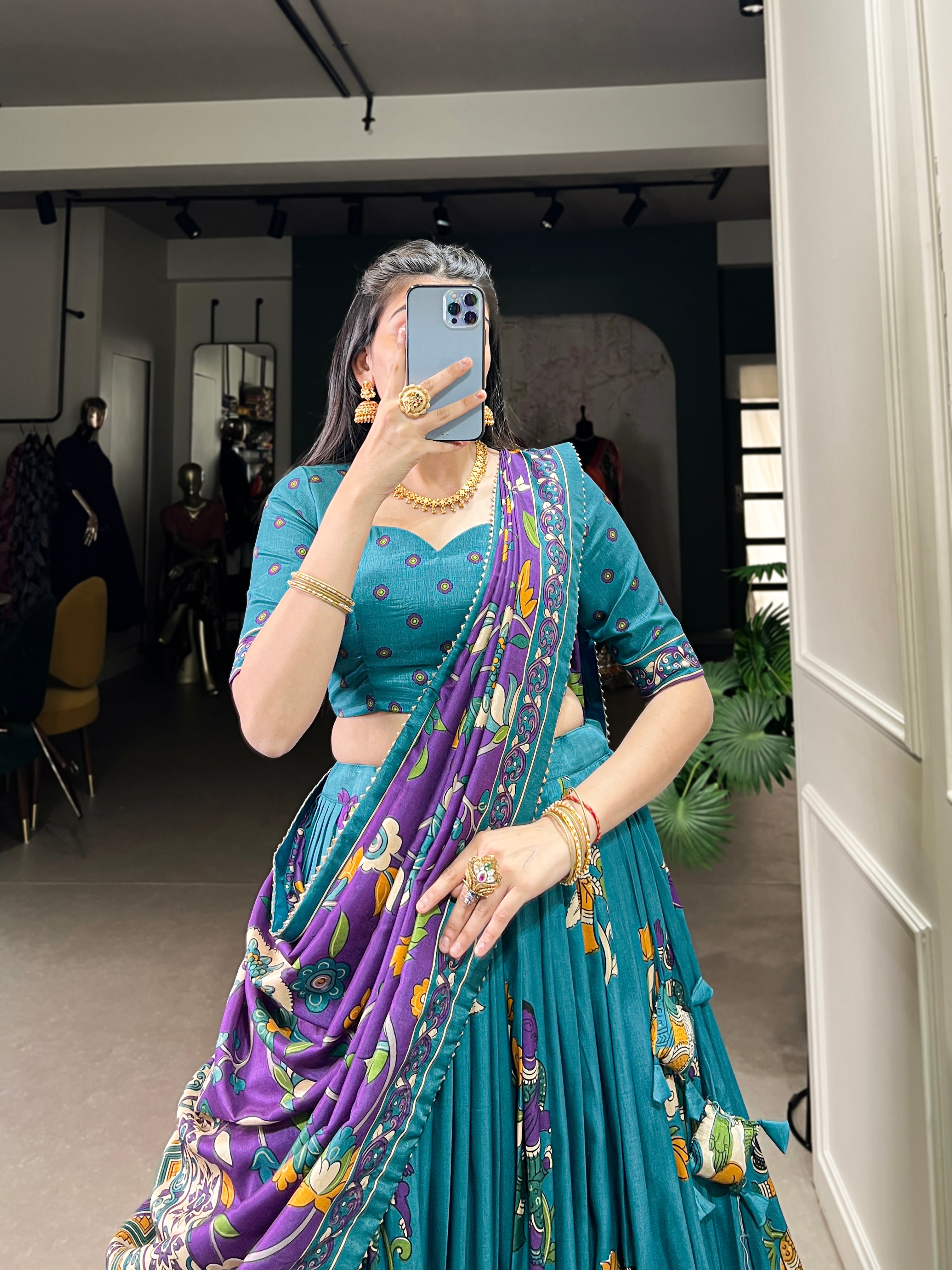 Exclusive Tussar Silk Lehenga Choli Set β Floral & Patola Print Design β¨π